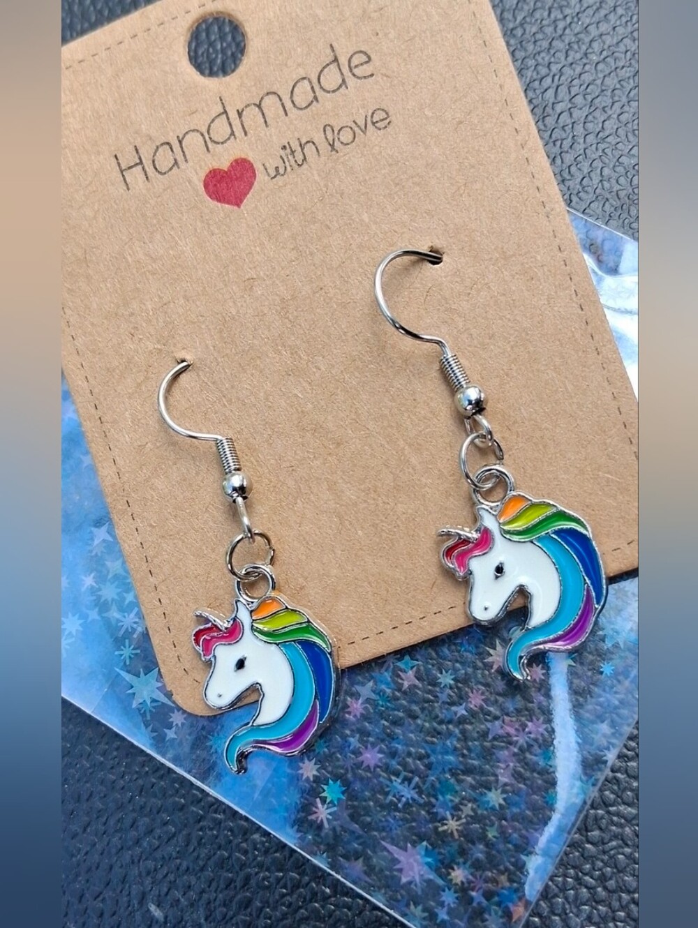 $8 Each Or Bundle 5/$20 Handmade Kids Rainbow Unicorn Dangle Earrings